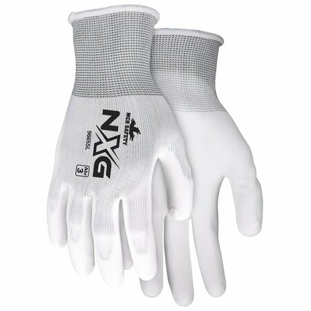 MCR SAFETY Gloves, White Poly White PU 13 Gauge S, 12PK 96655S